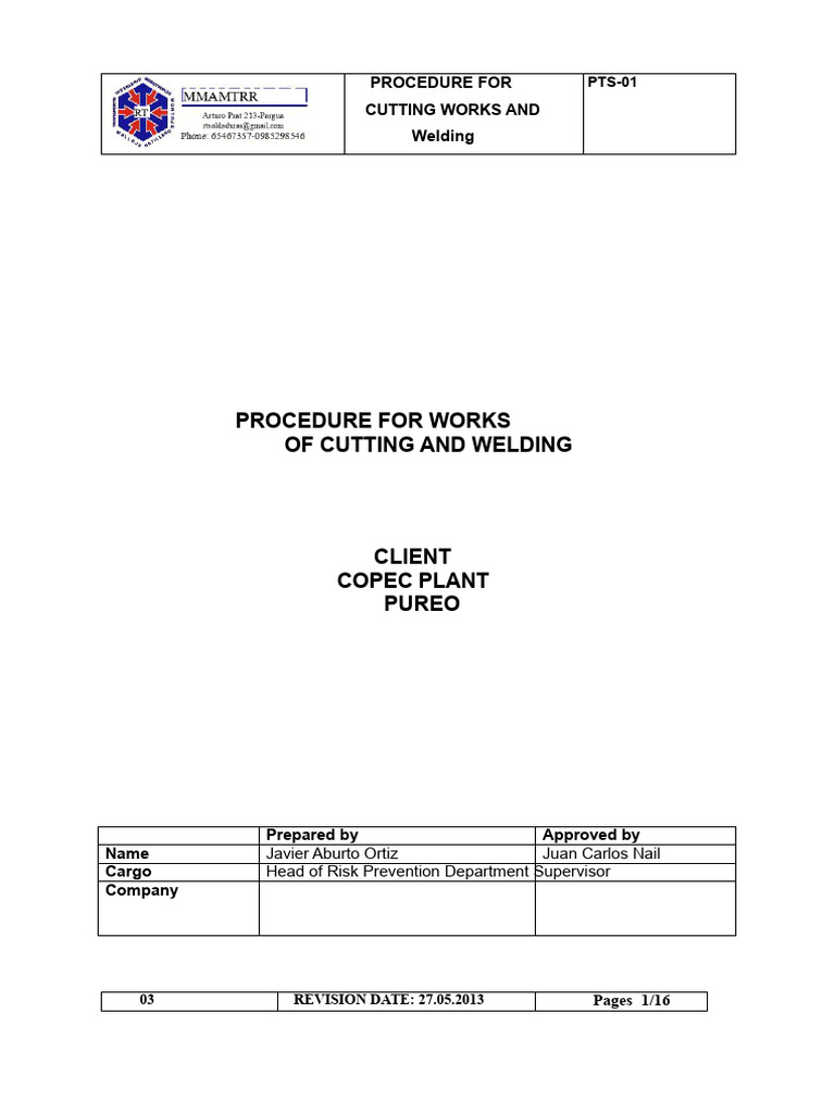 Cutting and Welding Procedure | PDF | Welding | Construction