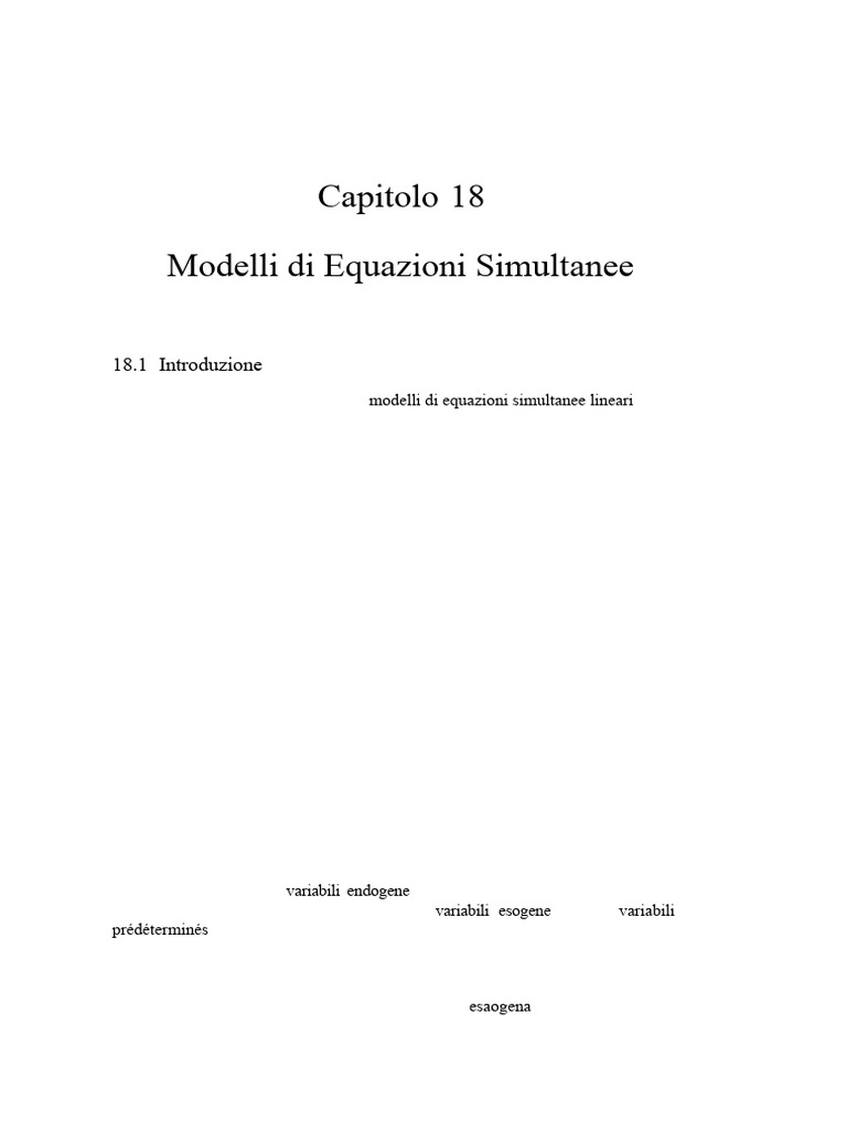 Cap18 Modelli Di Equazioni Simultanee | PDF