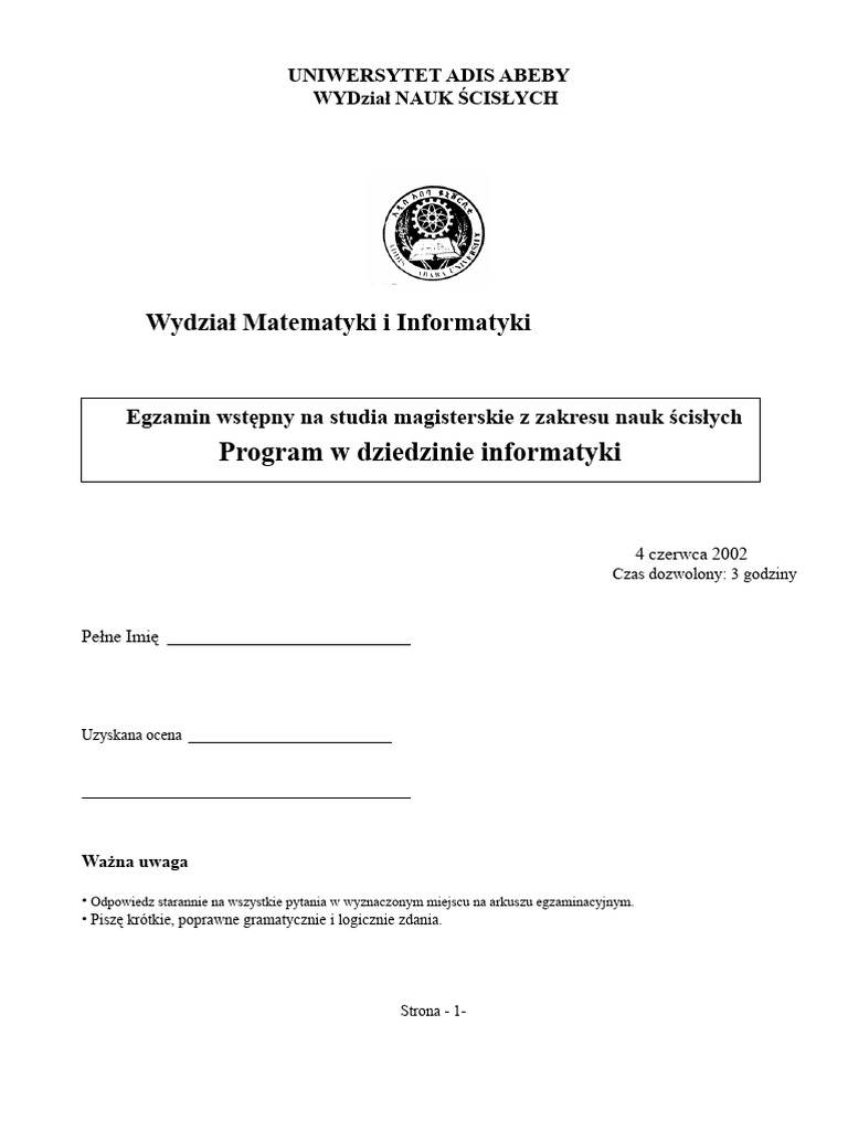 AAU Exam PDF | PDF