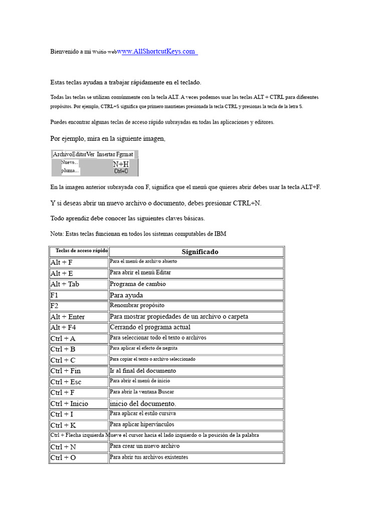 Todas Las Teclas de Acceso Rápido | PDF | Ventana (informática ...
