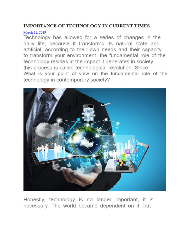 Role of Technology in Modern Society | PDF