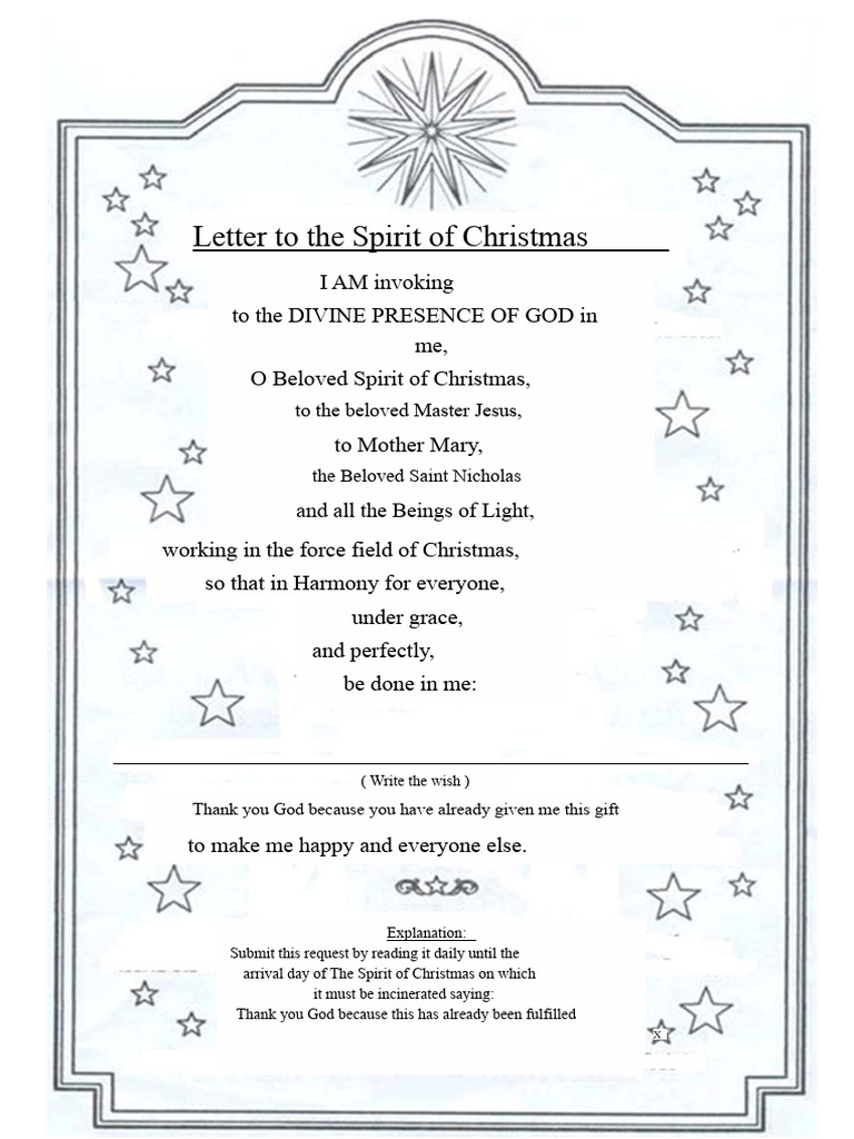 Christmas Spirit Invocation Letter | PDF