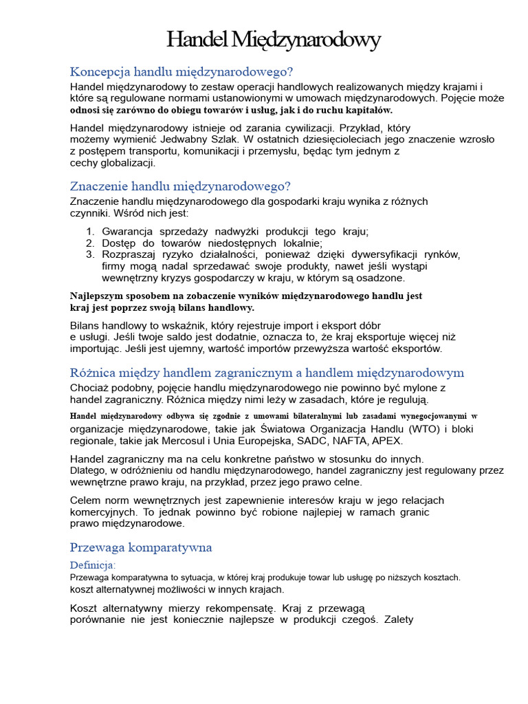 Handel Międzynarodowy PDF | PDF