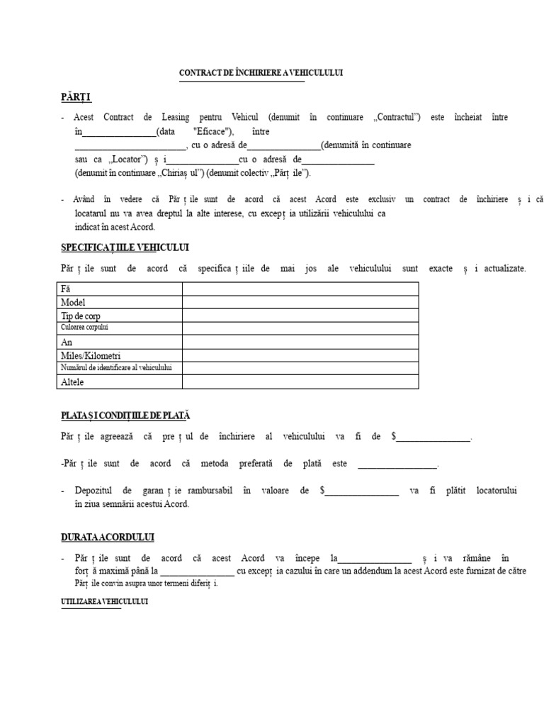 Model de Contract de Leasing Auto | PDF