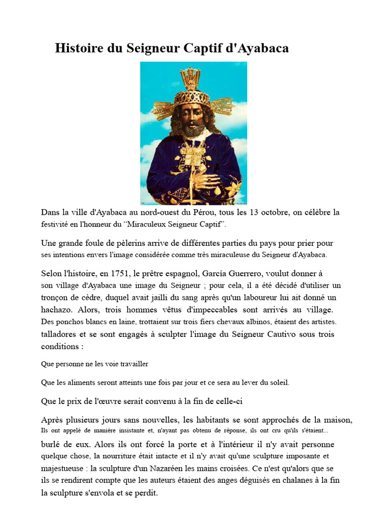 Histoire du Seigneur Captif d'Ayabaca | PDF