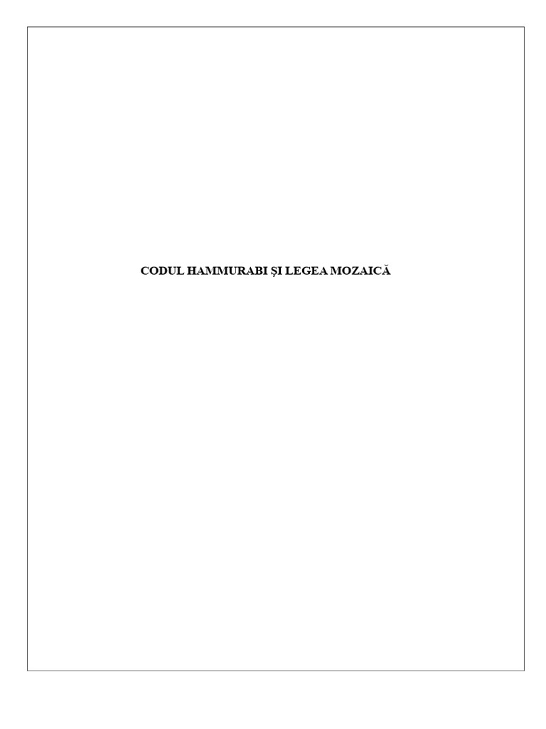 Codul Lui Hammurabi Și Legea Mozaică | PDF