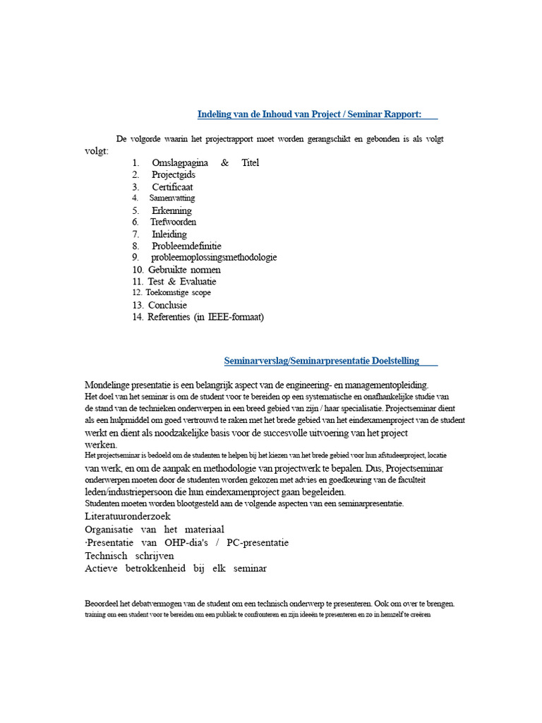 Indeling Van de Inhoud Van Het Project | PDF