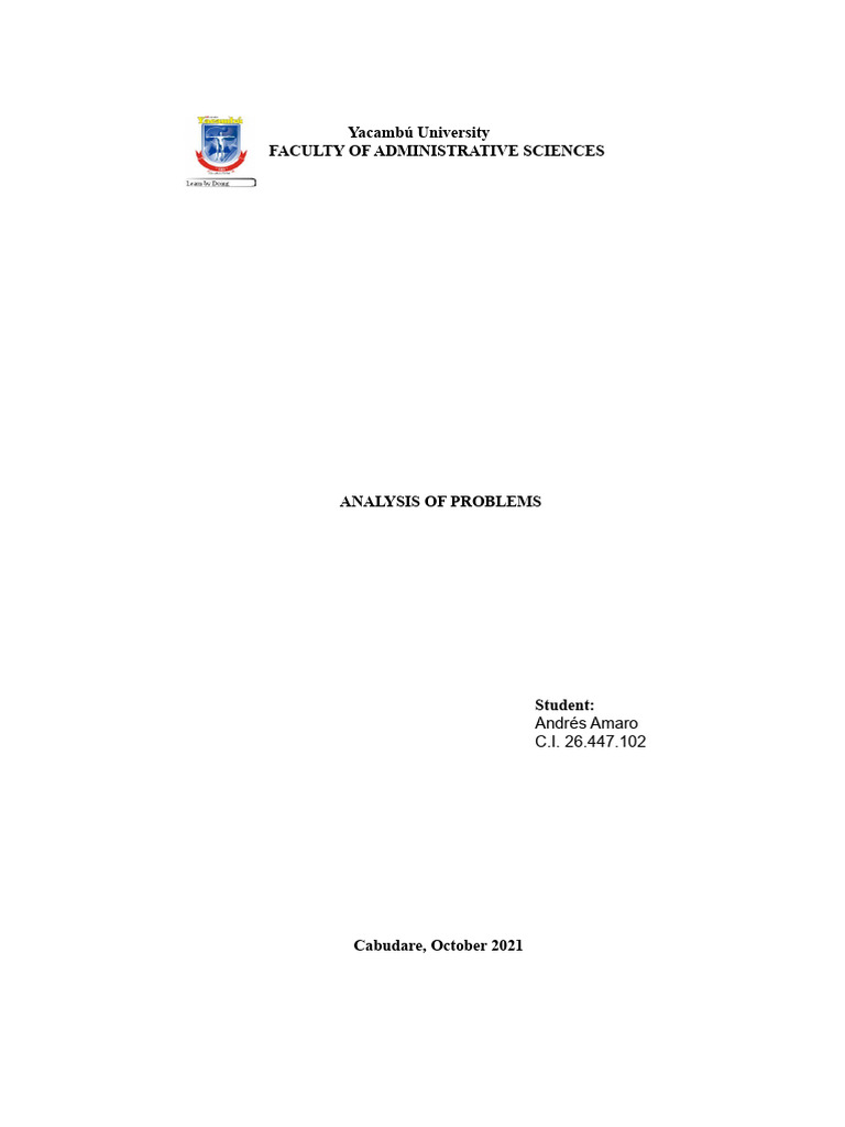 Problem Analysis Techniques in Management | PDF | Decision Making ...