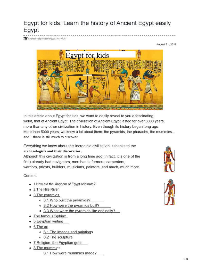 Ancient Egypt History for Kids | PDF | Ancient Egypt | Egyptian Pyramids