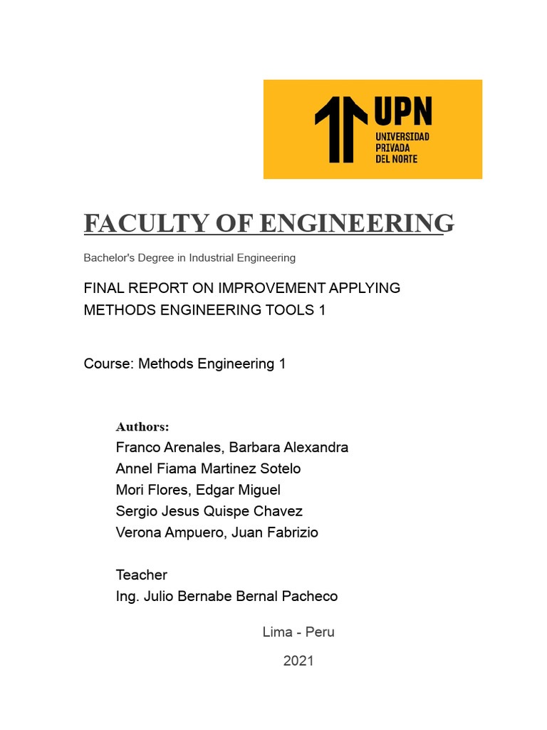 Industrial Engineering Methods Report | PDF | Engineering