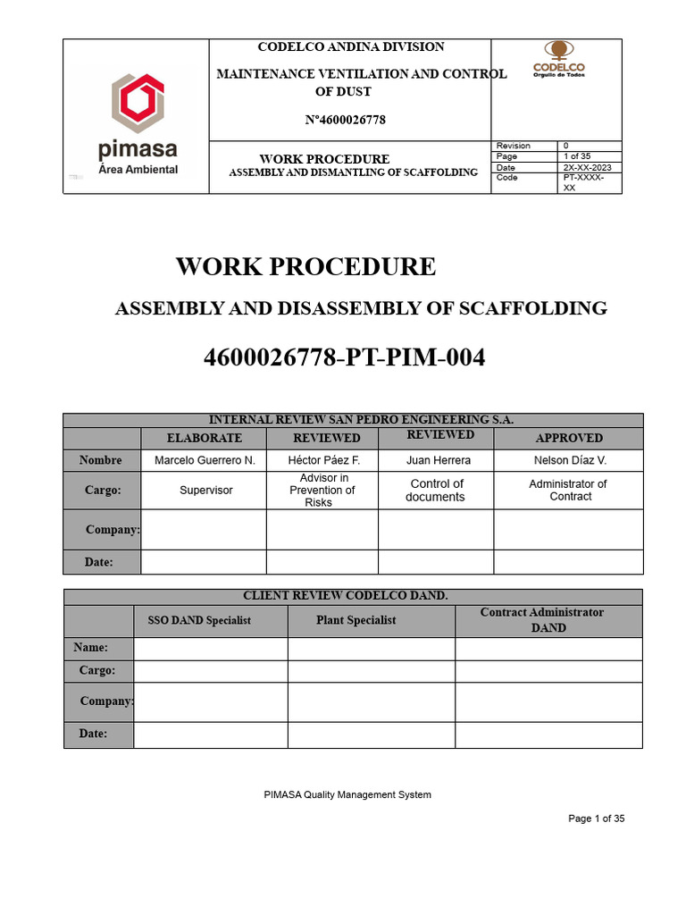Scaffolding Assembly Procedure Guide | PDF | Occupational Safety And ...