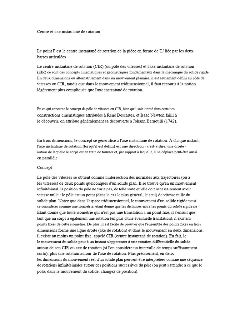 Axe instantané de rotation en mécanique | PDF | Mouvement de rotation ...