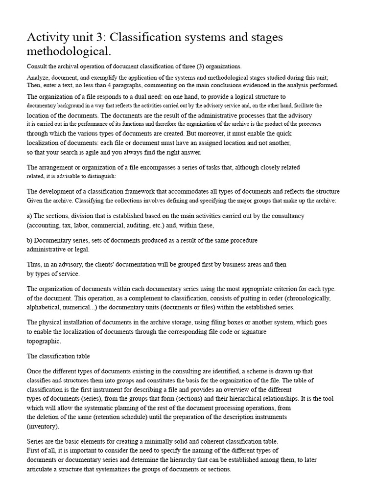 Classification Systems and Methodological Stages. | PDF | Computer File ...