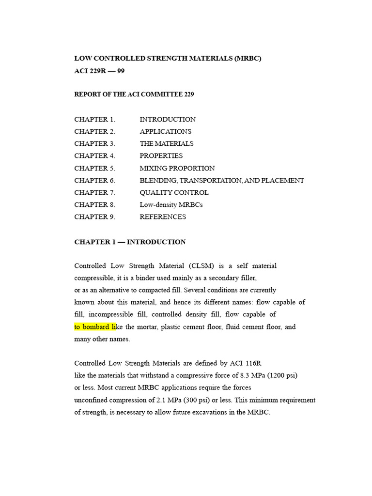 Low Strength Controlled Materials Guide | PDF | Concrete | Road Surface