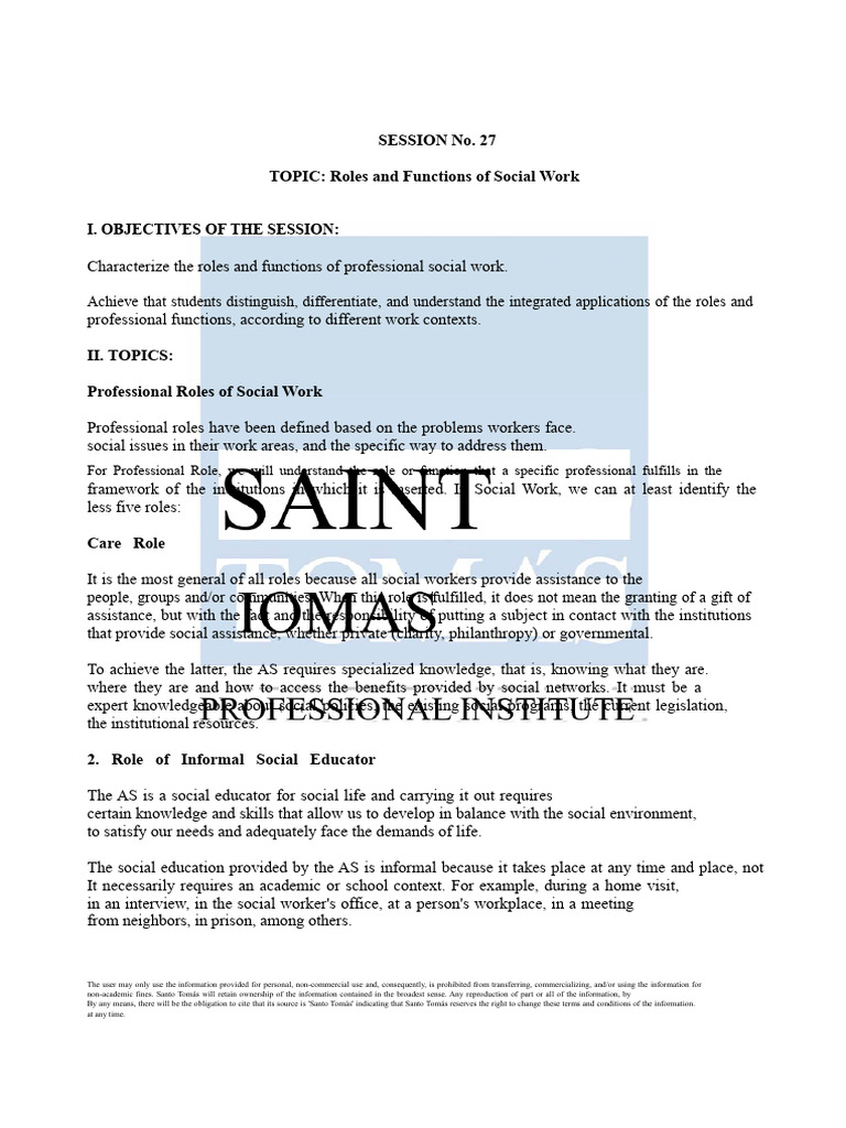 Social Work Roles and Functions Explained | PDF | Social Work | Policy