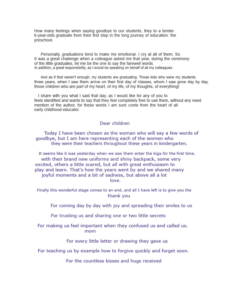 Emotional Farewell Letter to Graduates | PDF