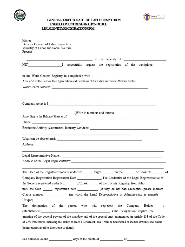 Registration Form of The Work Center of Anonymous Societies | PDF ...