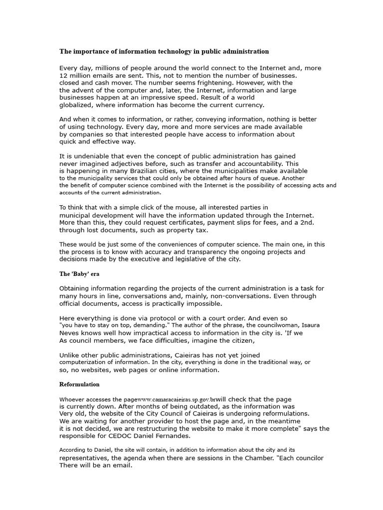 The Importance of Computer Science in Public Administration | PDF ...