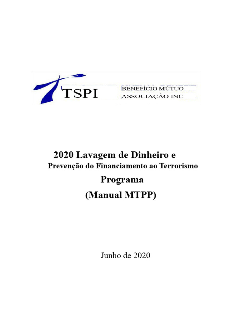 TSPI MBAI 2020 MTPP Manual | PDF | Lavagem de dinheiro | Moeda