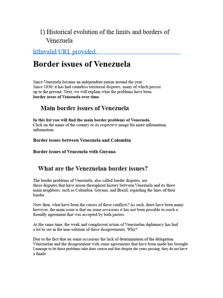 Venezuela's Ongoing Border Disputes | PDF | Venezuela | International ...