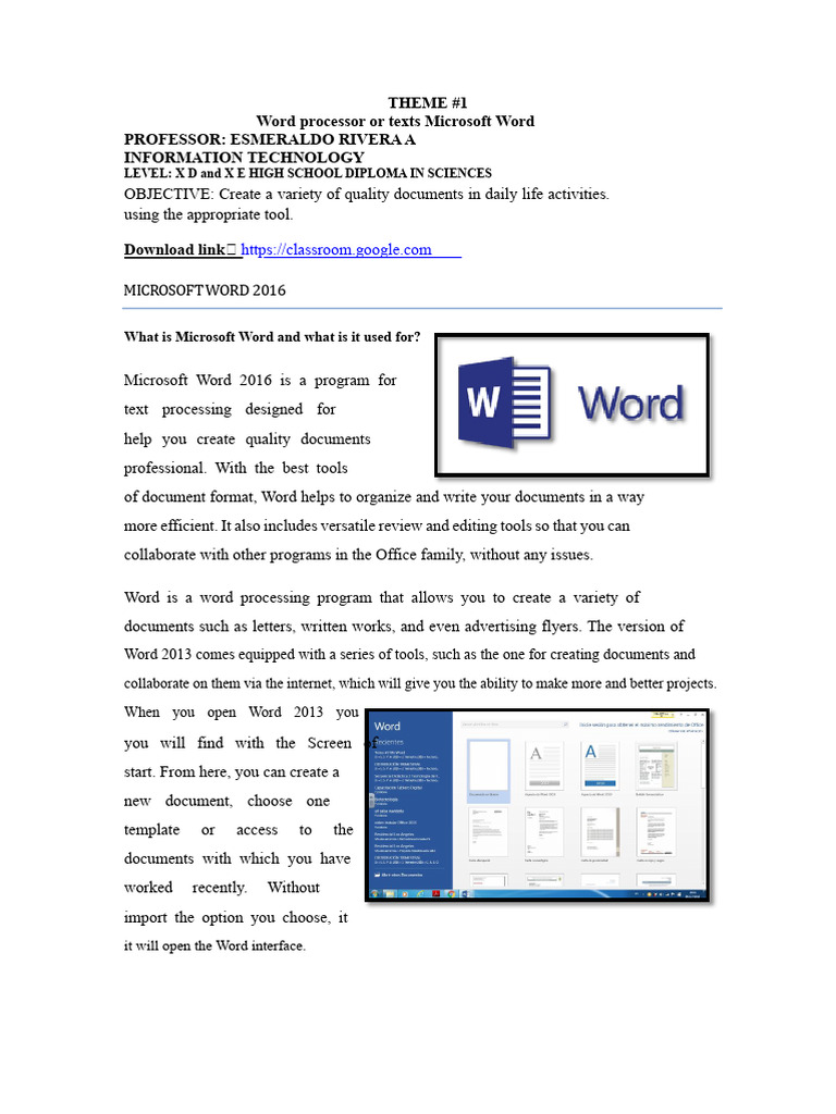 Microsoft Word 2016 Guide for Students | PDF | Microsoft Word | Window ...