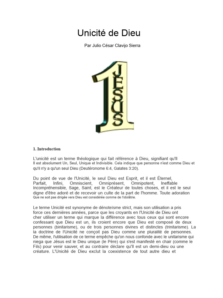 Comprendre l'Unicité de Dieu | PDF | Logos (christianisme) | Dieu