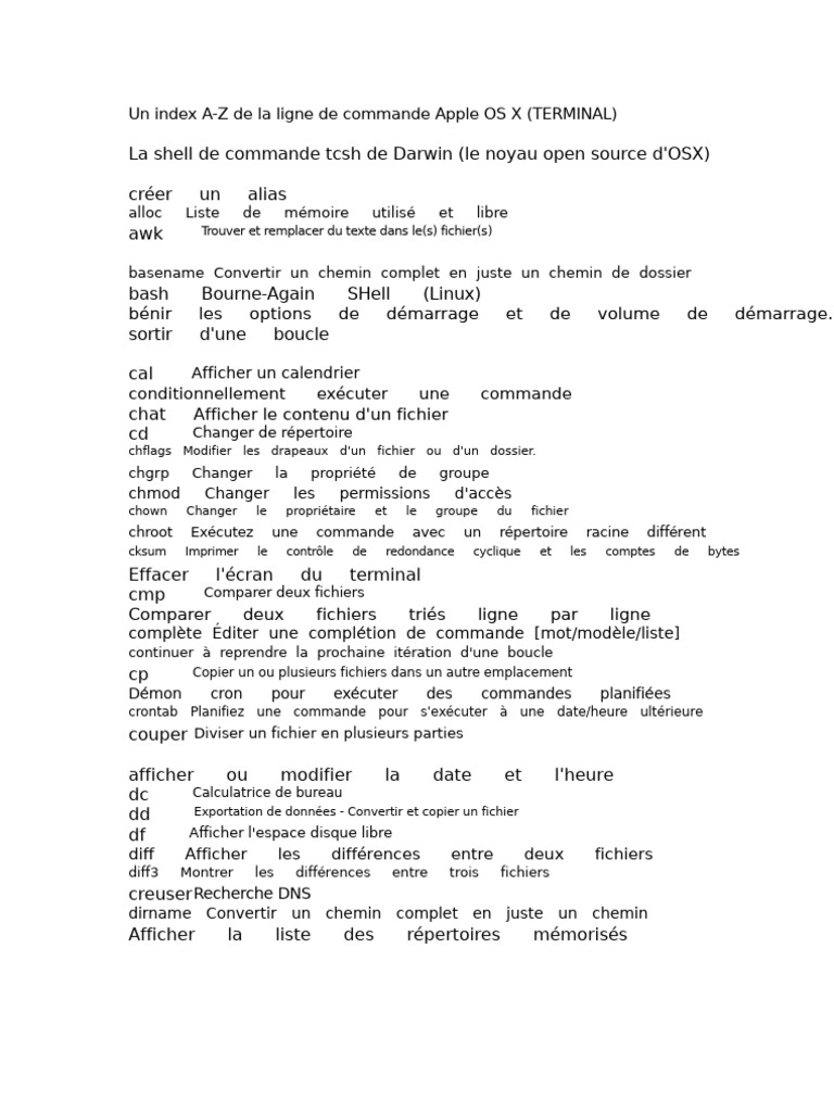 Commandes Terminal macOS A-Z | PDF | Fichier informatique | Données ...