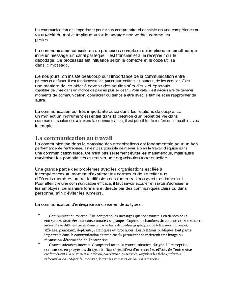 Importance et Types de Communication | PDF | Communication non verbale ...