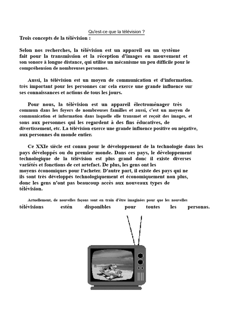 Définition et Histoire de la Télévision | PDF | Télévision ...