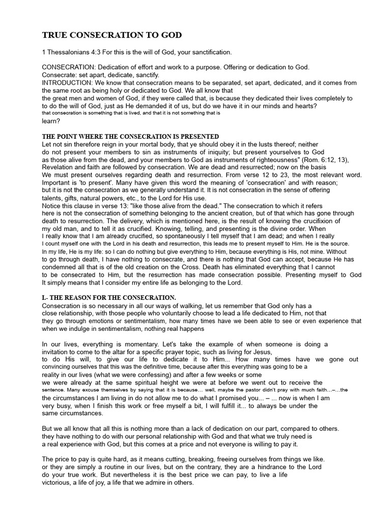 Understanding True Consecration to God | PDF | Crucifixion | Sacrifice