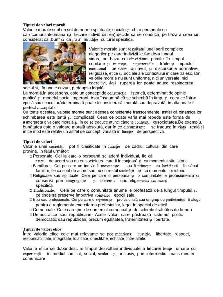 Tipuri de Valori Morale | PDF