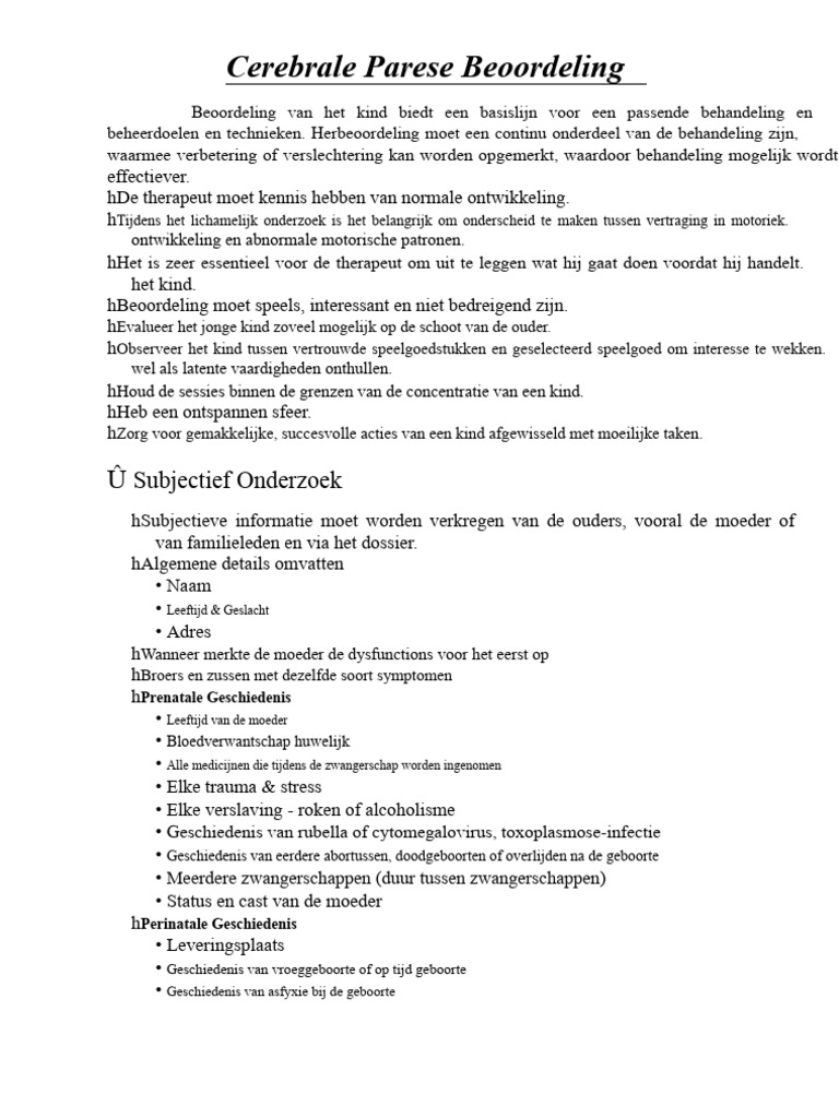 Cerebrale Parese Beoordeling | PDF