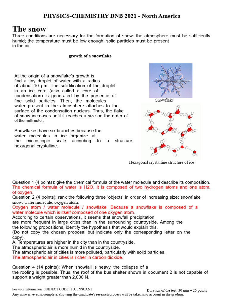 Snowflake Formation and Chemistry Insights | PDF | Water | Snow