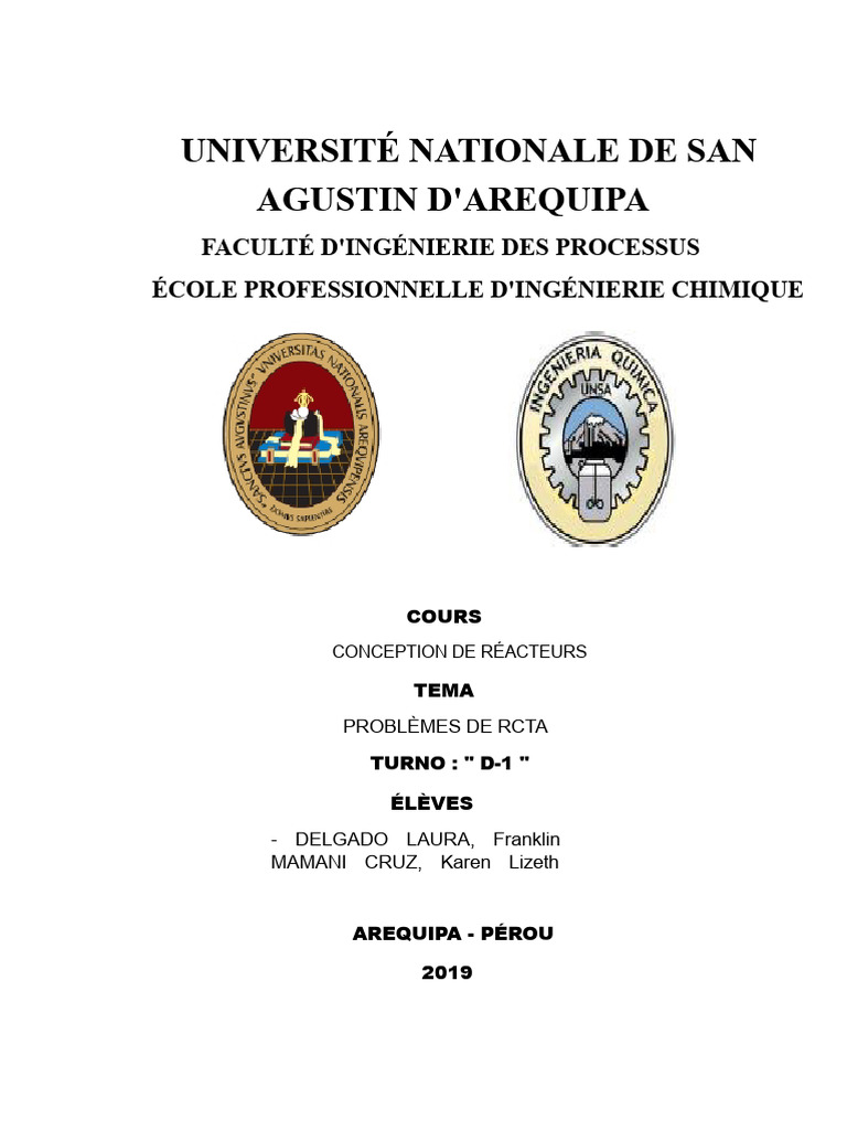 Problèmes de RCTA en ingénierie chimique | PDF | Chaleur | Sciences ...