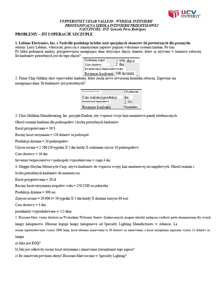 Zadane Ćwiczenia | PDF