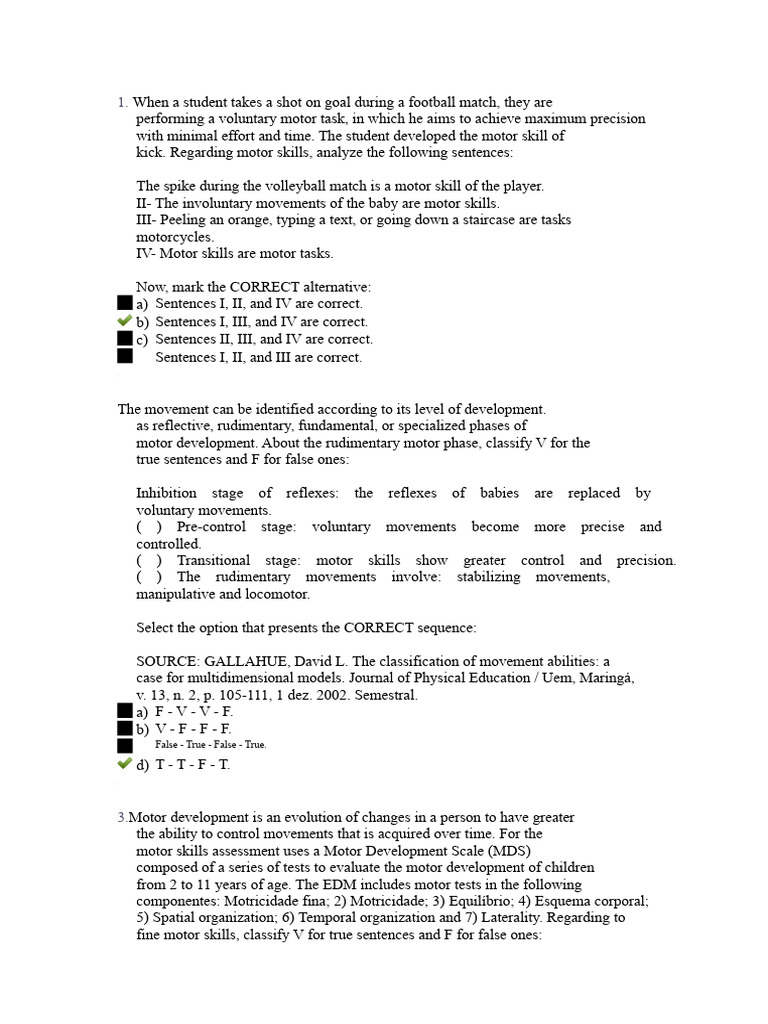 Motor Skills and Development Assessment | PDF | Neuroscience ...