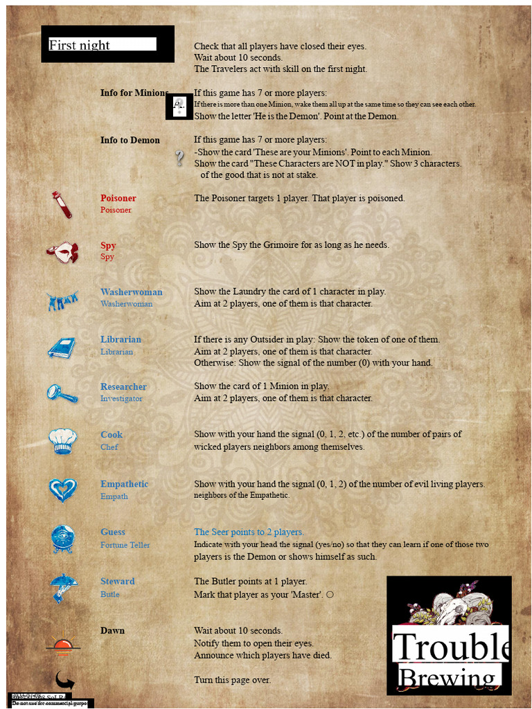 Night Order Instructions for Players | PDF