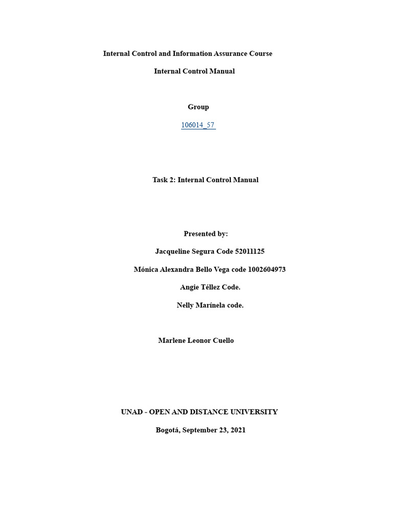 Internal Control Manual for Transport Company | PDF | Internal Control ...
