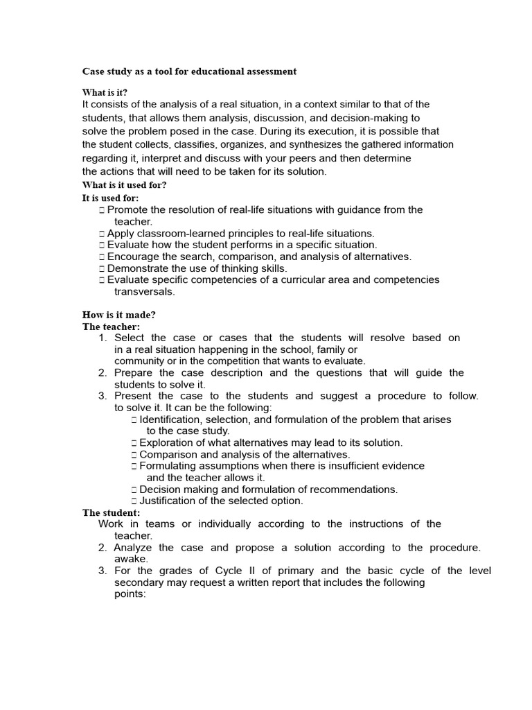 Case Study As An Educational Assessment Tool | PDF | Evaluation ...