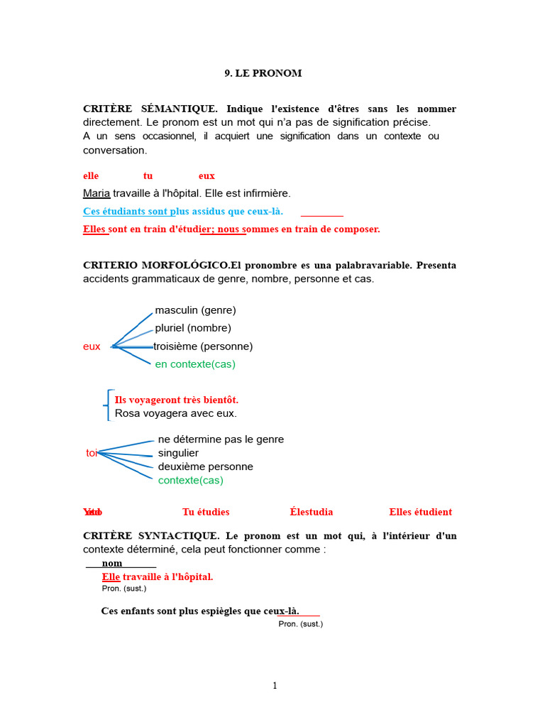 Comprendre les pronoms en français | PDF | Pronom | Nombre grammatical