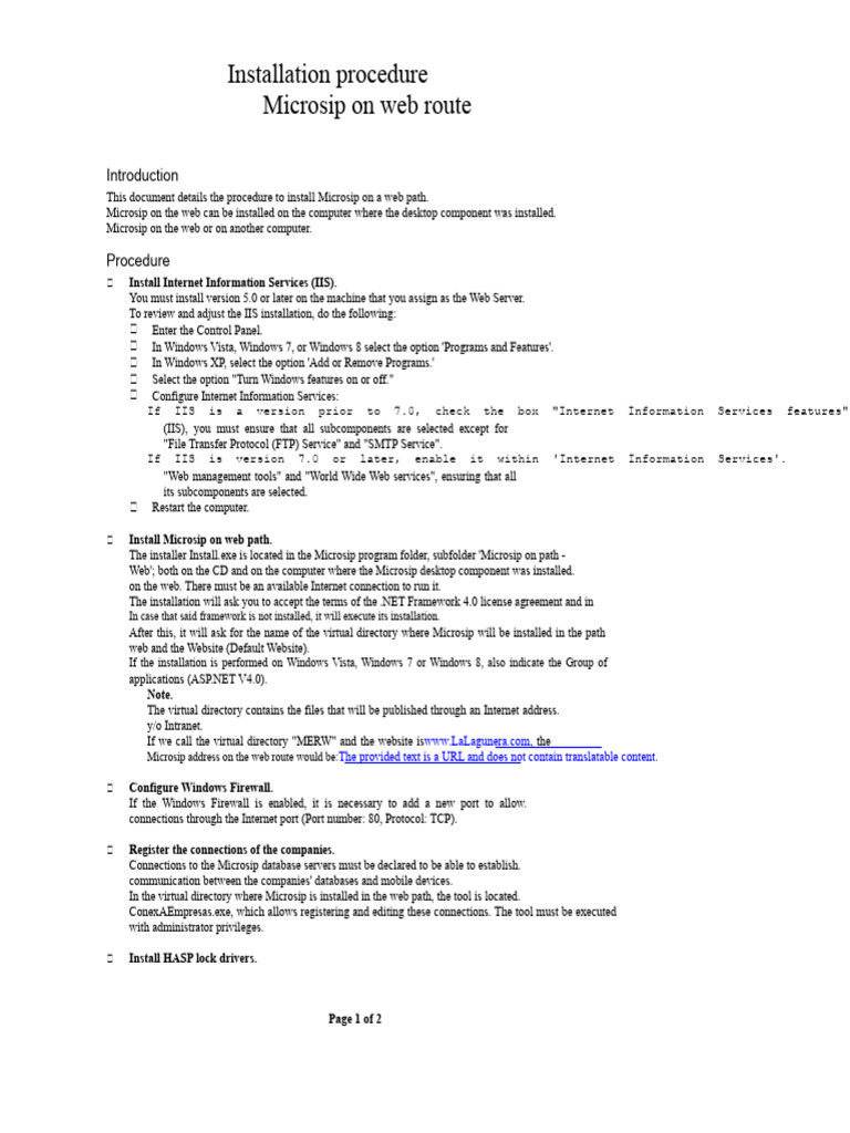 Microsip Web Installation Guide | PDF | Internet Information Services ...