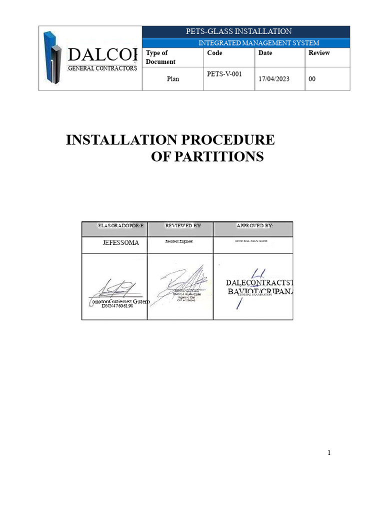 Glass Installation Safety Procedure | PDF | Occupational Safety And ...