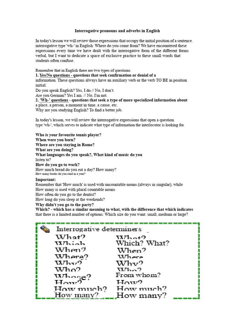 Understanding English Interrogative Words | PDF