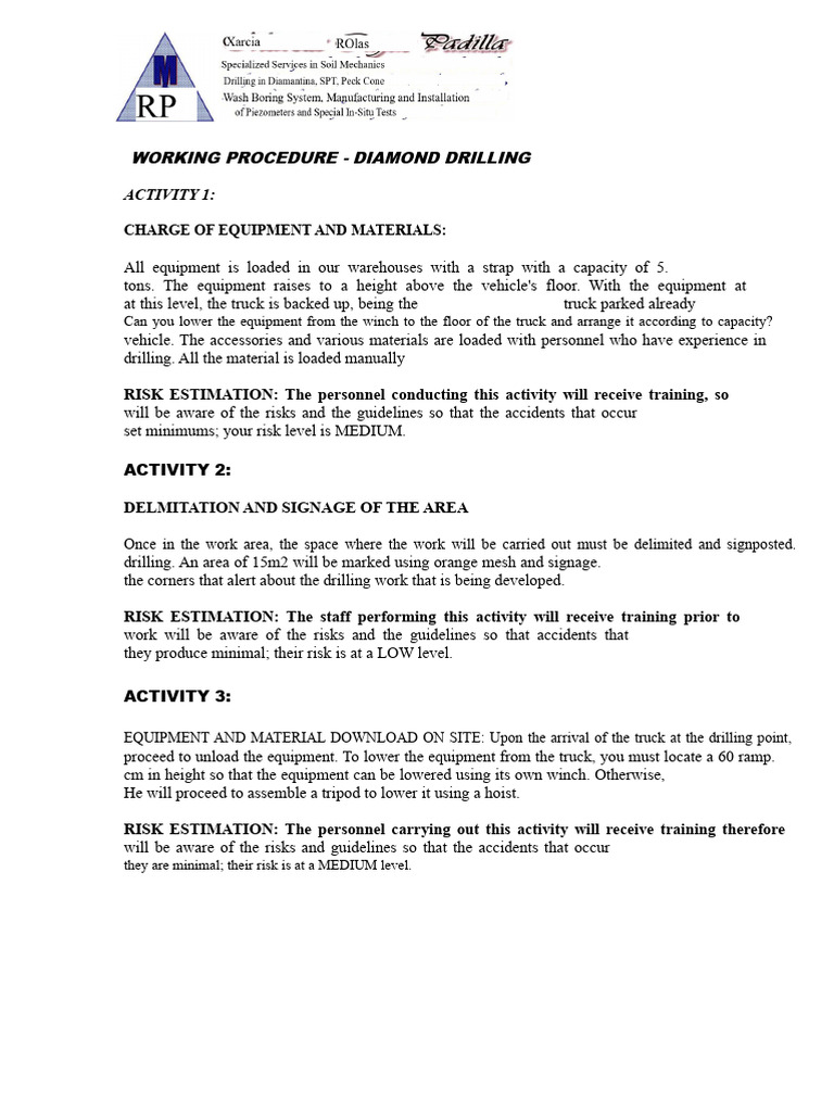 Work Procedure P.diamantina | PDF | Emergency | Waste