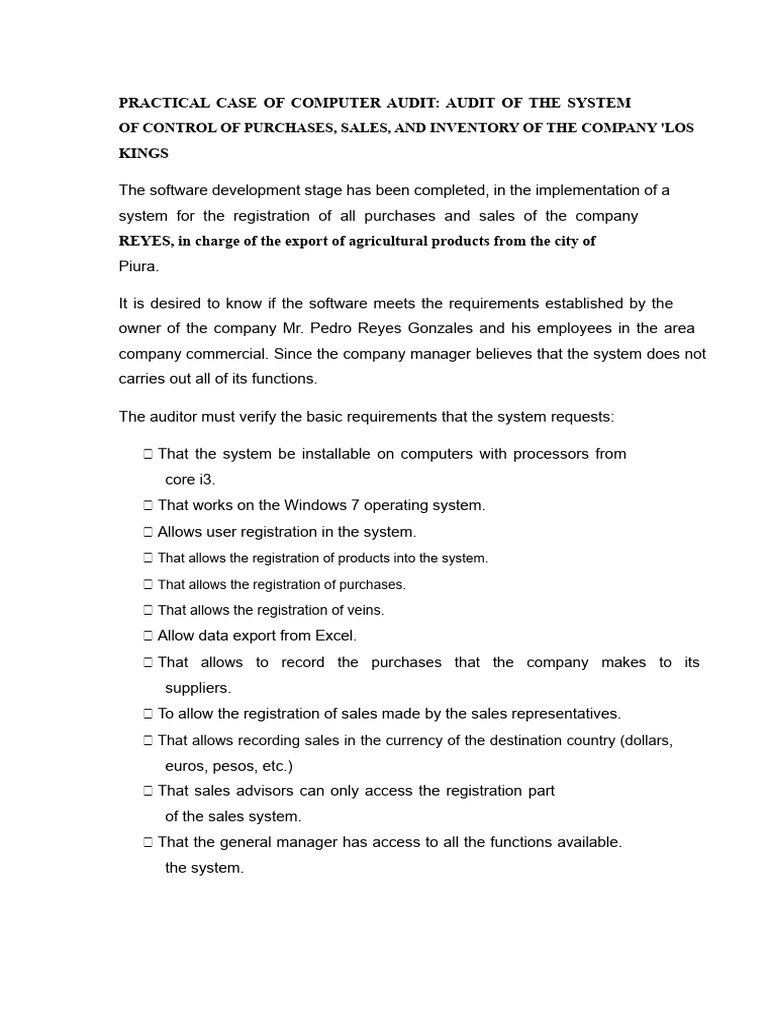 Computer Audit of Sales and Inventory System | PDF | Computer Security ...