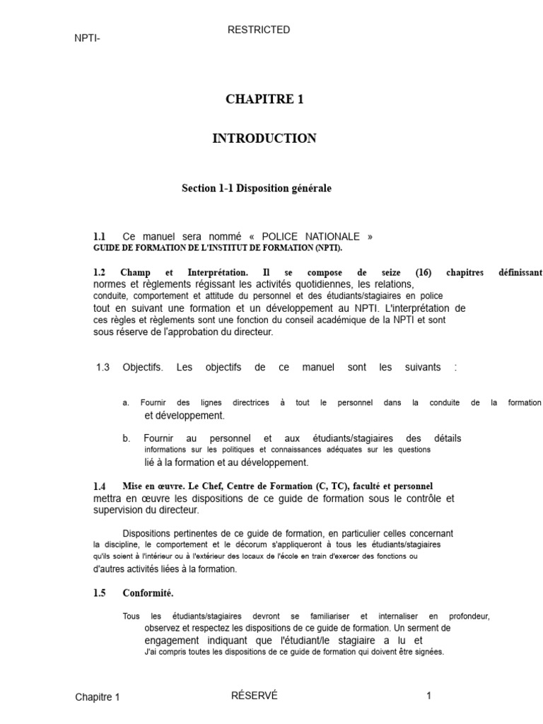 Guide de Formation NPTI pour Police | PDF | Loi | Crimes