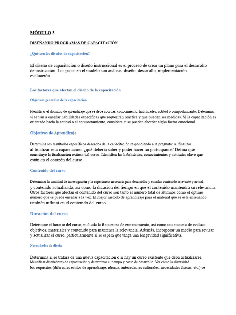 Diseño Efectivo de Programas de Capacitación | PDF | Aprendizaje ...