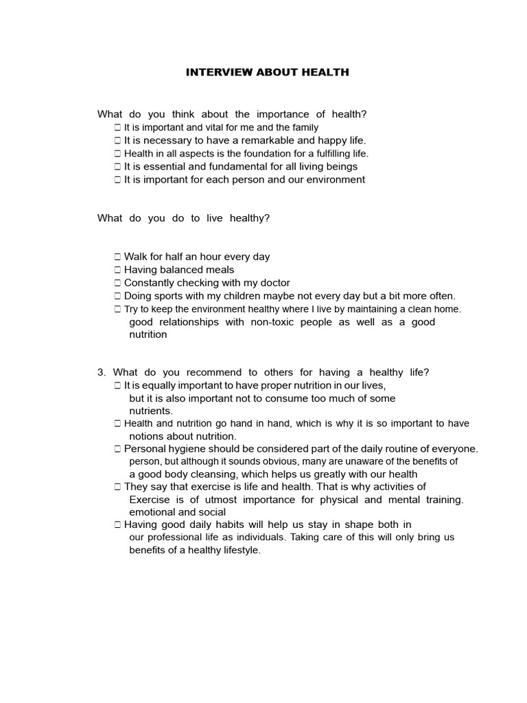 Interview About Health | PDF