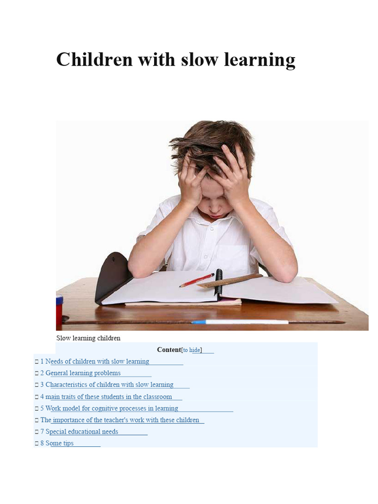 Understanding Slow Learning in Children | PDF | Learning Disability ...