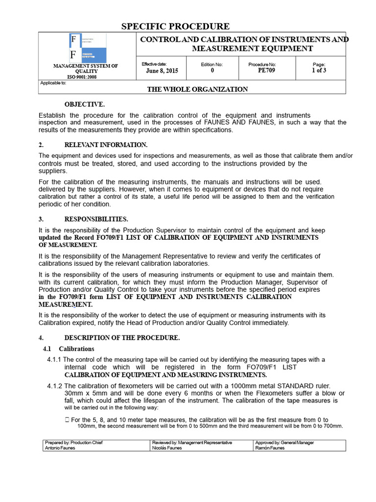 Calibration Procedure for Measurement Instruments | PDF | Calibration ...